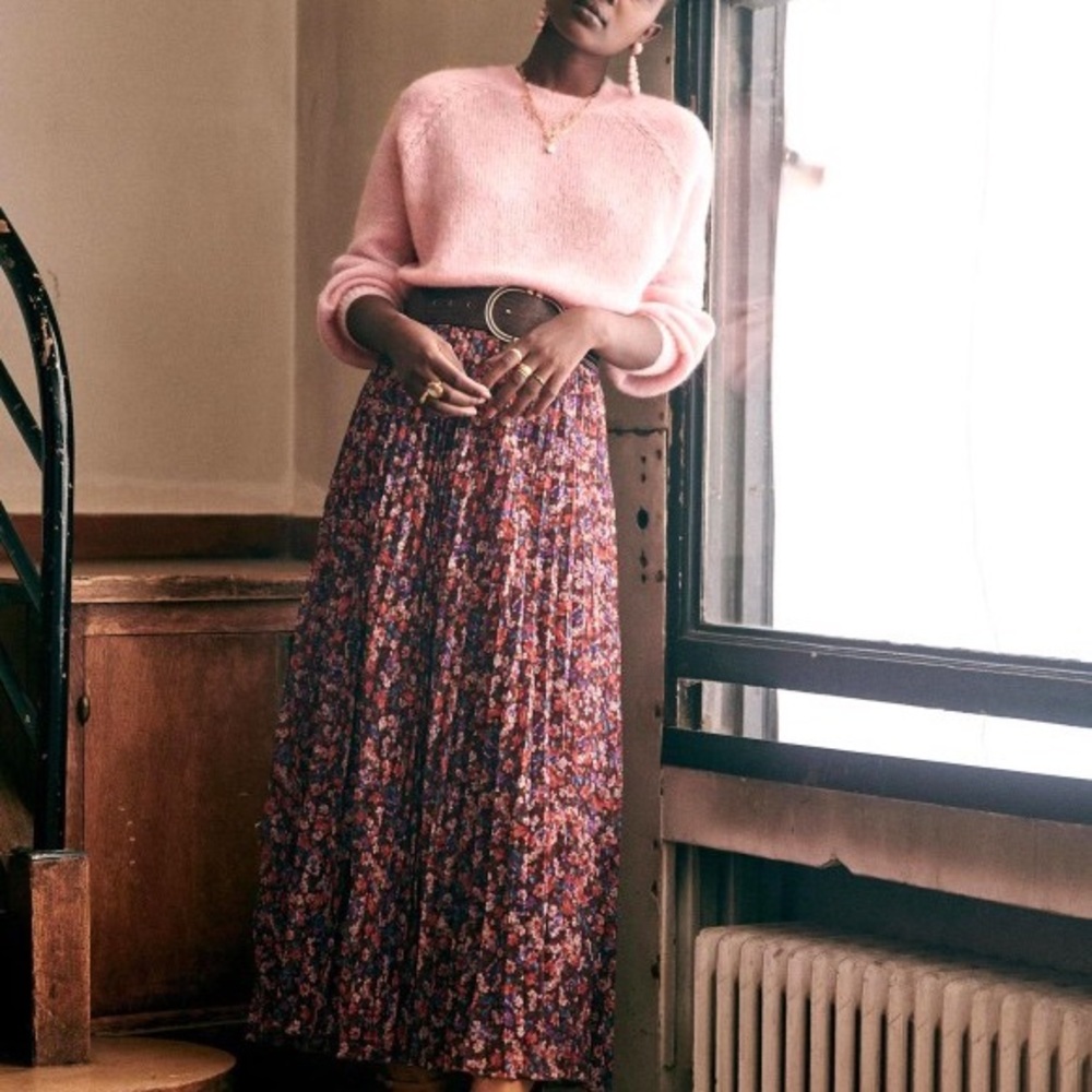 NWT Sezane Jupe Dilo Fleurs Violettes Size 2